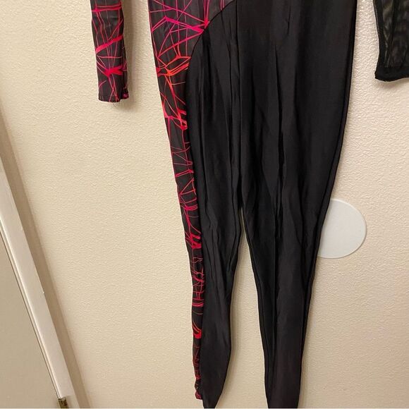 Geometric Dance Costume unitard jumpsuit Black hot pink 24248 Derezzed SA adult - Picture 6 of 11